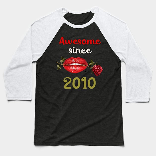 Lips Rose Year 2010 Baseball T-Shirt by ravenwaldo168375